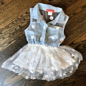 FUNKYBERRY Tulle Overlay Tunic Top w Polka Dots 3T